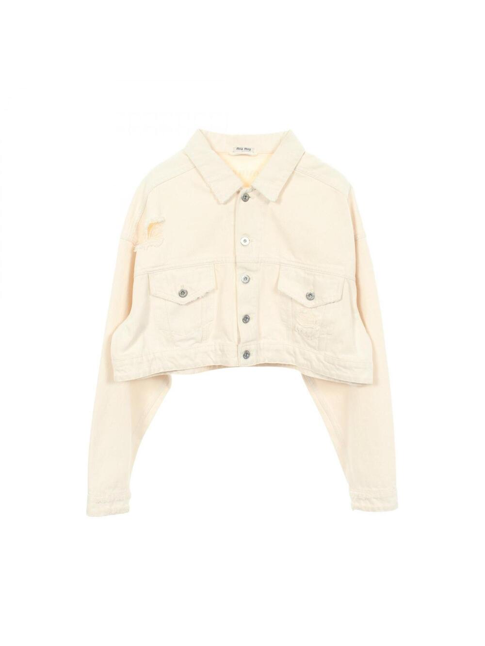 Miu Distressed Cropped Denim #340245M86B